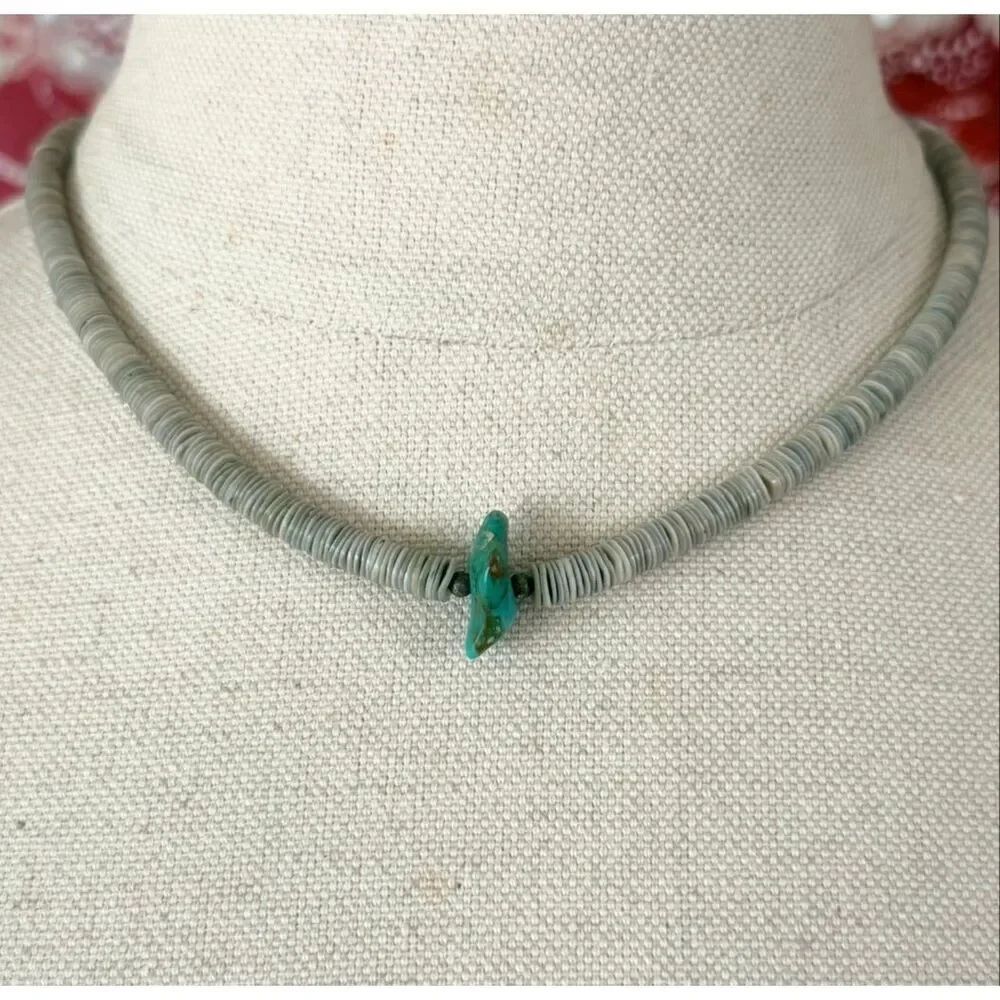 Vintage Heishi Bead Turquoise Necklace Southwestern Native Style Choker